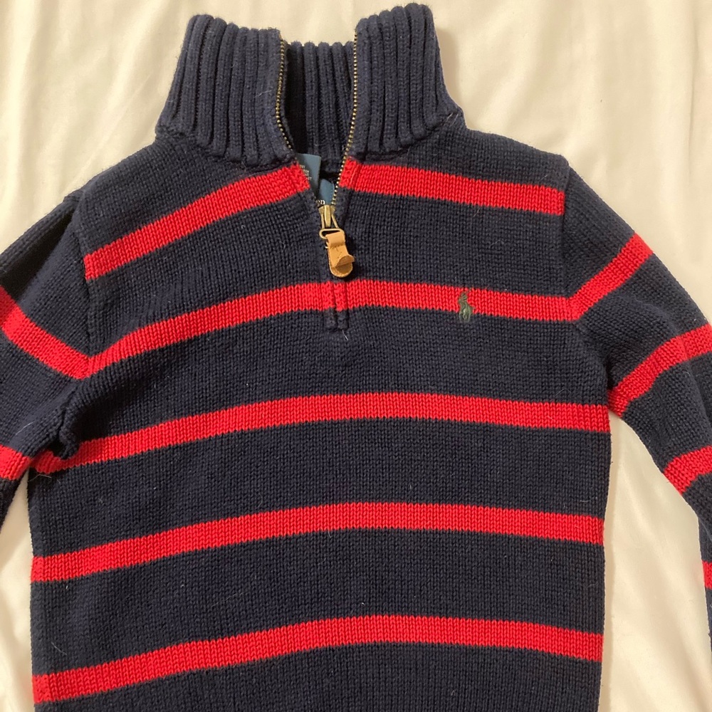 Boys polo navy and red sweater